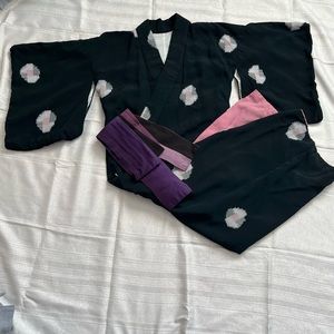 Japanese Yukata Black /Pink/Purple